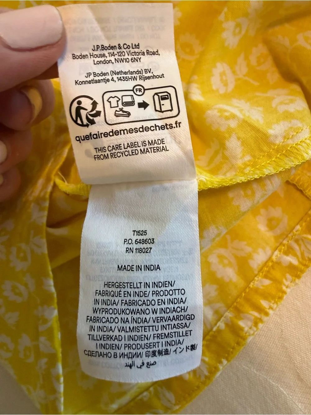 Boden Yellow Puff-Sleeve Smocked Yoke Blouse
